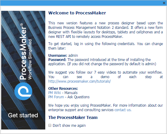 ProcessMaker Installation Successfull